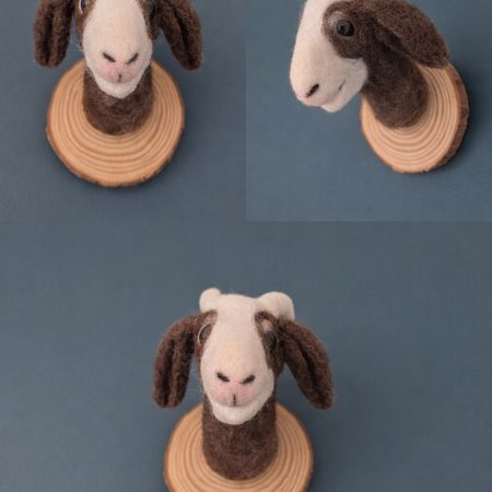Needle felted goats head