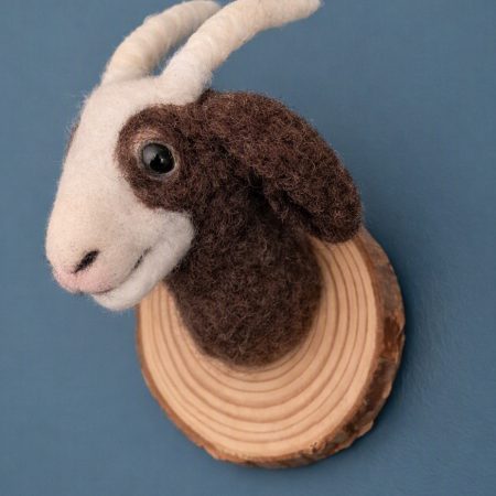 Needle felted goats head