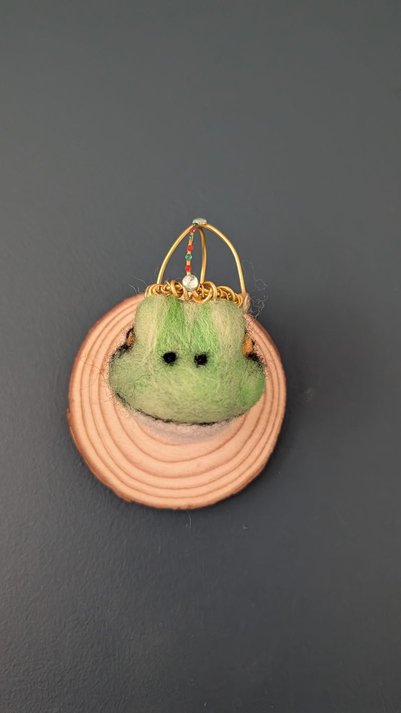 Needle felted frog - or is he a prince??