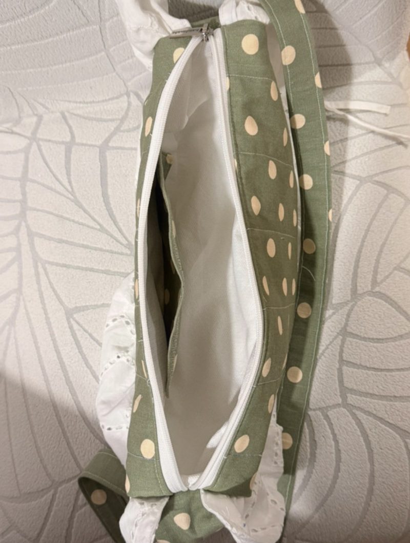 Sage Green Cottagecore Ruffle Shoulder Bag – Handmade Coquette Style