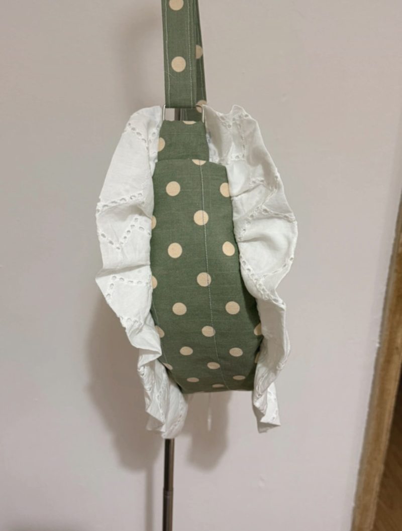 Sage Green Cottagecore Ruffle Shoulder Bag – Handmade Coquette Style