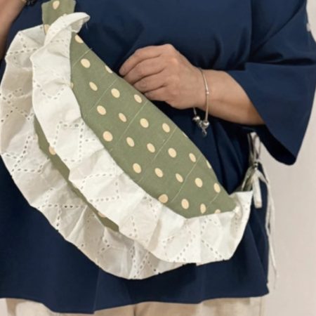 Sage Green Cottagecore Ruffle Shoulder Bag – Handmade Coquette Style