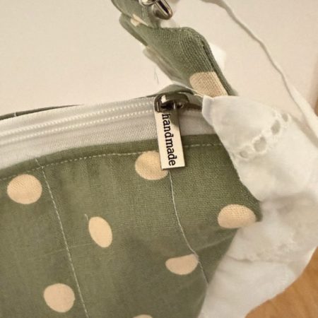 Sage Green Cottagecore Ruffle Shoulder Bag – Handmade Coquette Style