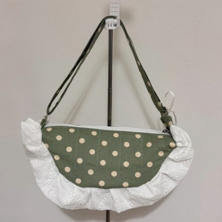 Sage Green Cottagecore Ruffle Shoulder Bag – Handmade Coquette Style