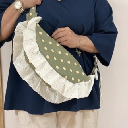 Sage Green Cottagecore Ruffle Shoulder Bag – Handmade Coquette Style