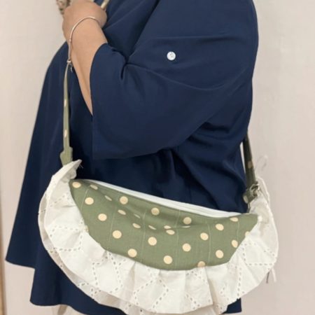 Sage Green Cottagecore Ruffle Shoulder Bag – Handmade Coquette Style