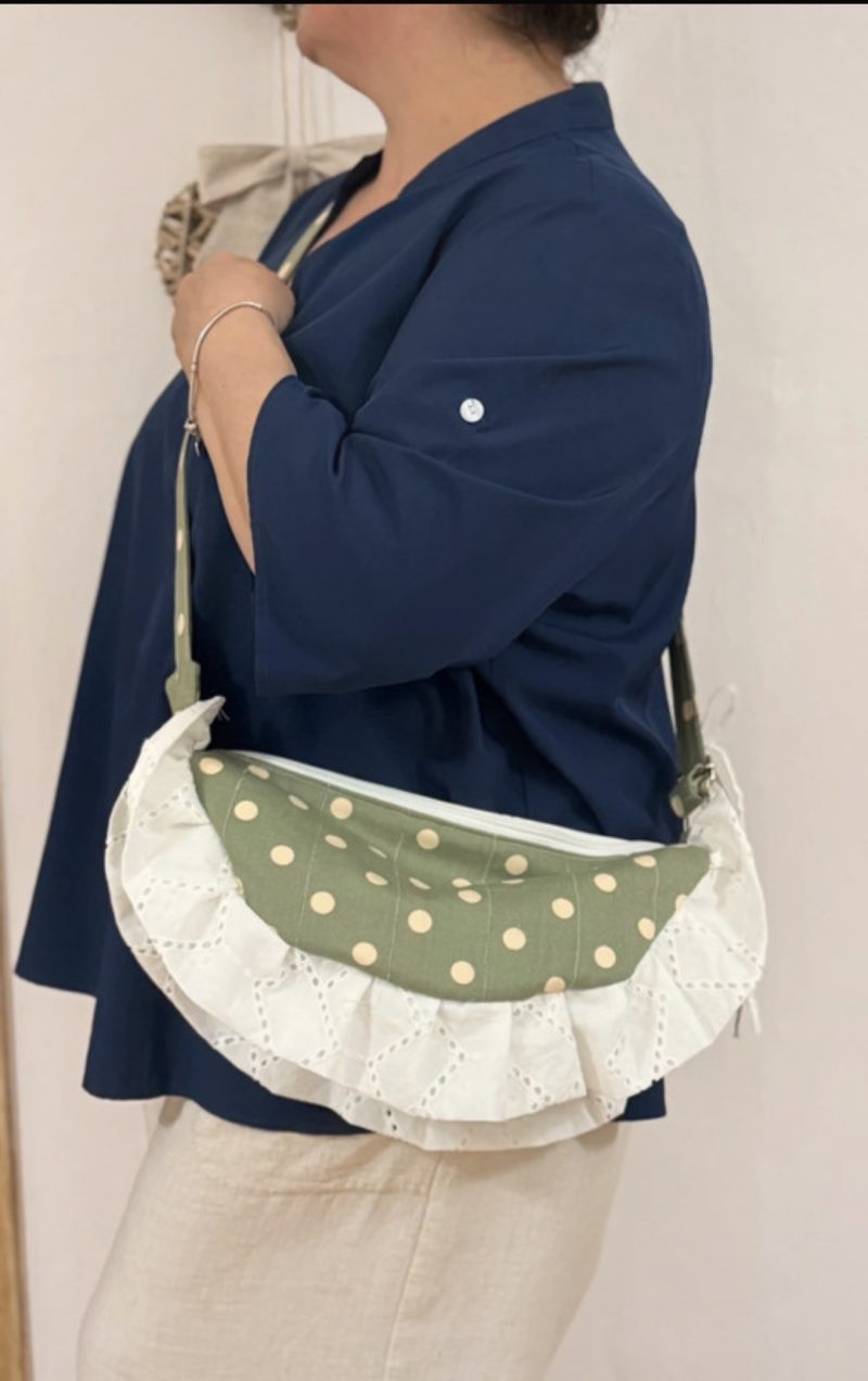 Sage Green Cottagecore Ruffle Shoulder Bag – Handmade Coquette Style