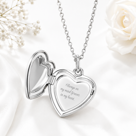 Personalised Heart Locket | Birthday Gift | Mothers Day Gift | Sterling Silver Heart Locket Necklace | Custom Engraved Necklace | Wedding Gift