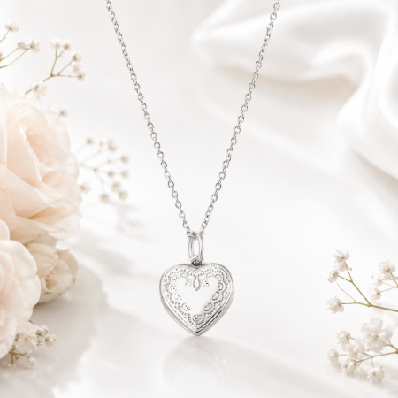 Personalised Heart Locket | Birthday Gift | Mothers Day Gift | Sterling Silver Heart Locket Necklace | Custom Engraved Necklace | Wedding Gift