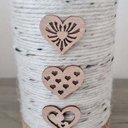 Rustic Style Yarn Wrapped Glass Vase With Wooden Heart Detail