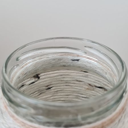 Rustic Style Yarn Wrapped Glass Vase With Wooden Heart Detail