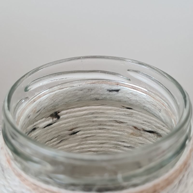 Rustic Style Yarn Wrapped Glass Vase With Wooden Heart Detail