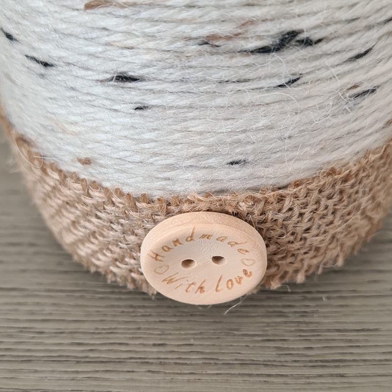 Rustic Style Yarn Wrapped Glass Vase With Wooden Heart Detail