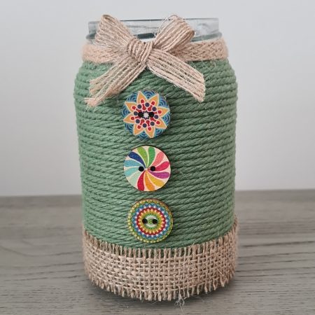 Rustic Style Green Yarn Wrapped Vase