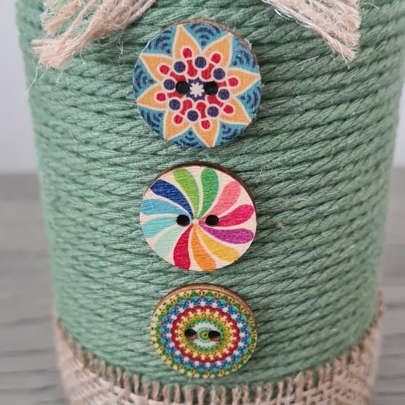 Rustic Style Green Yarn Wrapped Vase