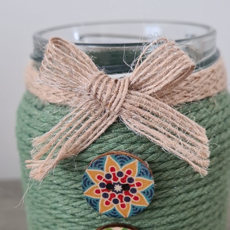 Rustic Style Green Yarn Wrapped Vase