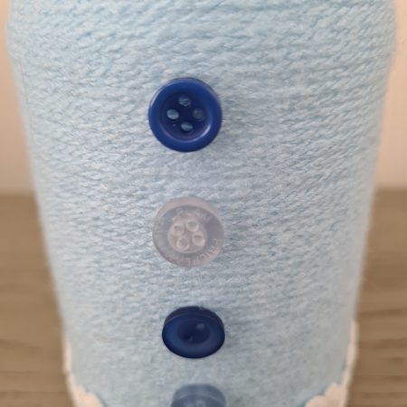 Baby Blue Yarn Wrapped Vase With Daisy Ribbon