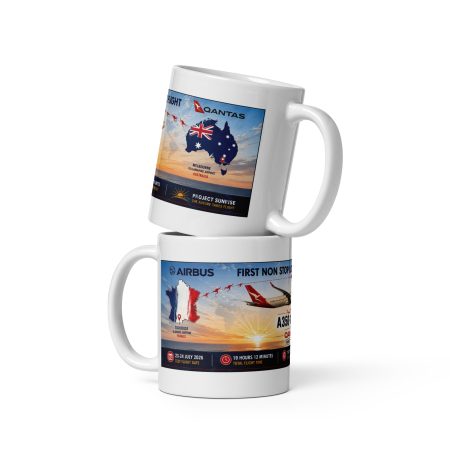 Qantas Project Sunrise A350-1000ULR 11oz White Ceramic Aviation Mug