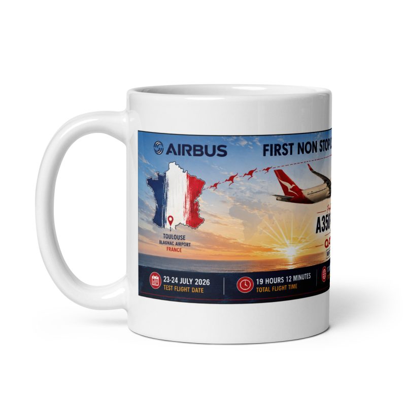 Qantas Project Sunrise A350-1000ULR 11oz White Ceramic Aviation Mug