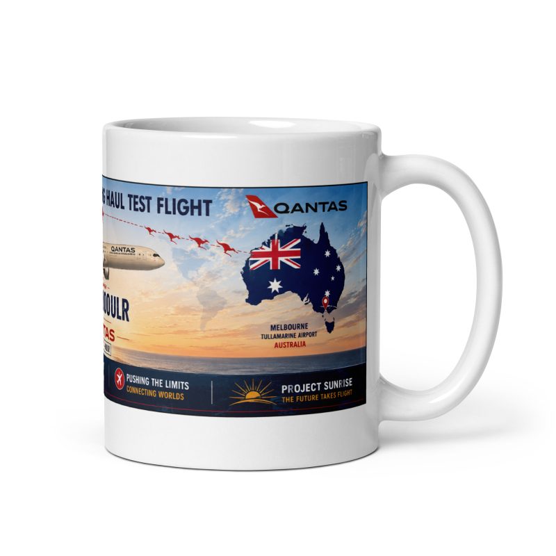 Qantas Project Sunrise A350-1000ULR 11oz White Ceramic Aviation Mug