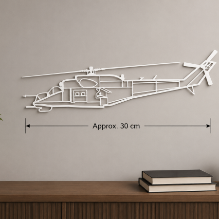 Mi-24 Hind Helicopter 3D Printed PLA Wall Art – 30cm White Military Aviation Decor