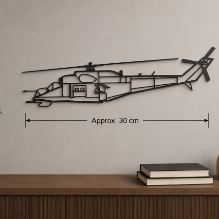 Mi-24 Hind Helicopter 3D Printed PLA Wall Art – 30cm White Military Aviation Decor