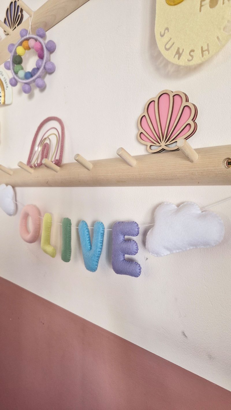 Personalised felt name garland handmade children's room decor