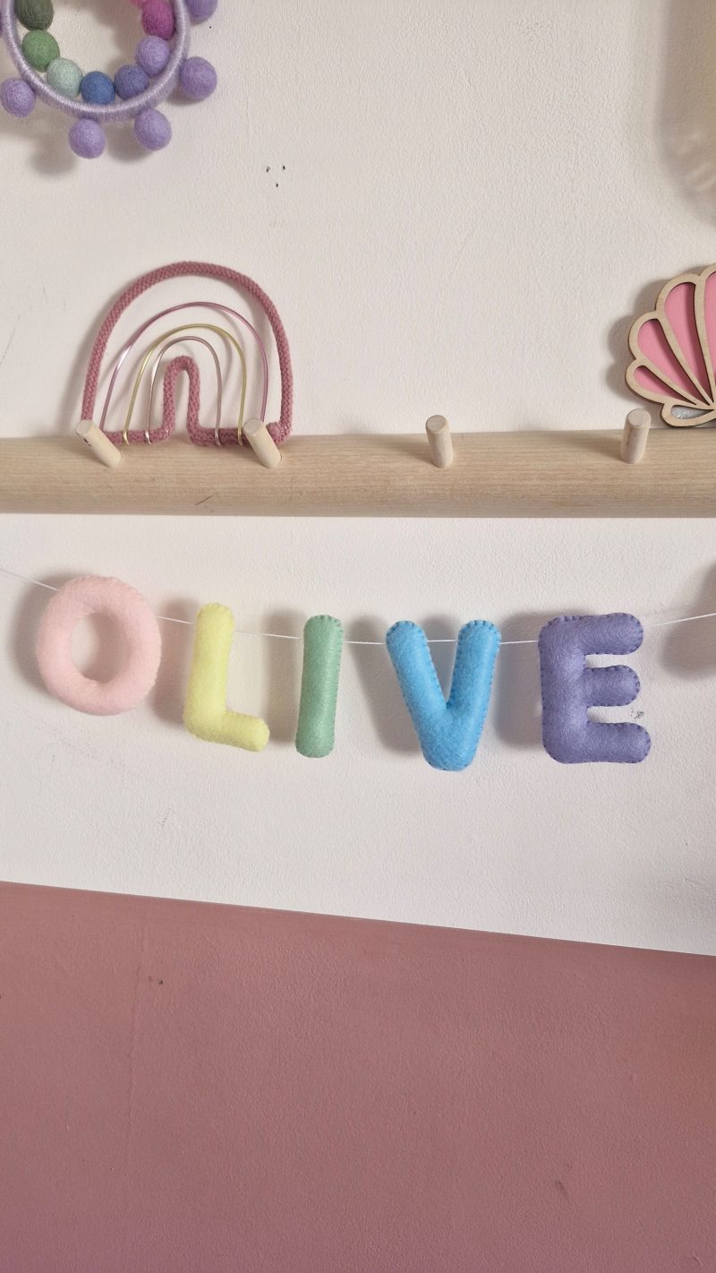 Personalised felt name garland handmade children's room decor