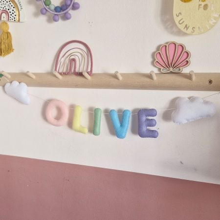 Personalised felt name garland handmade children's room decor