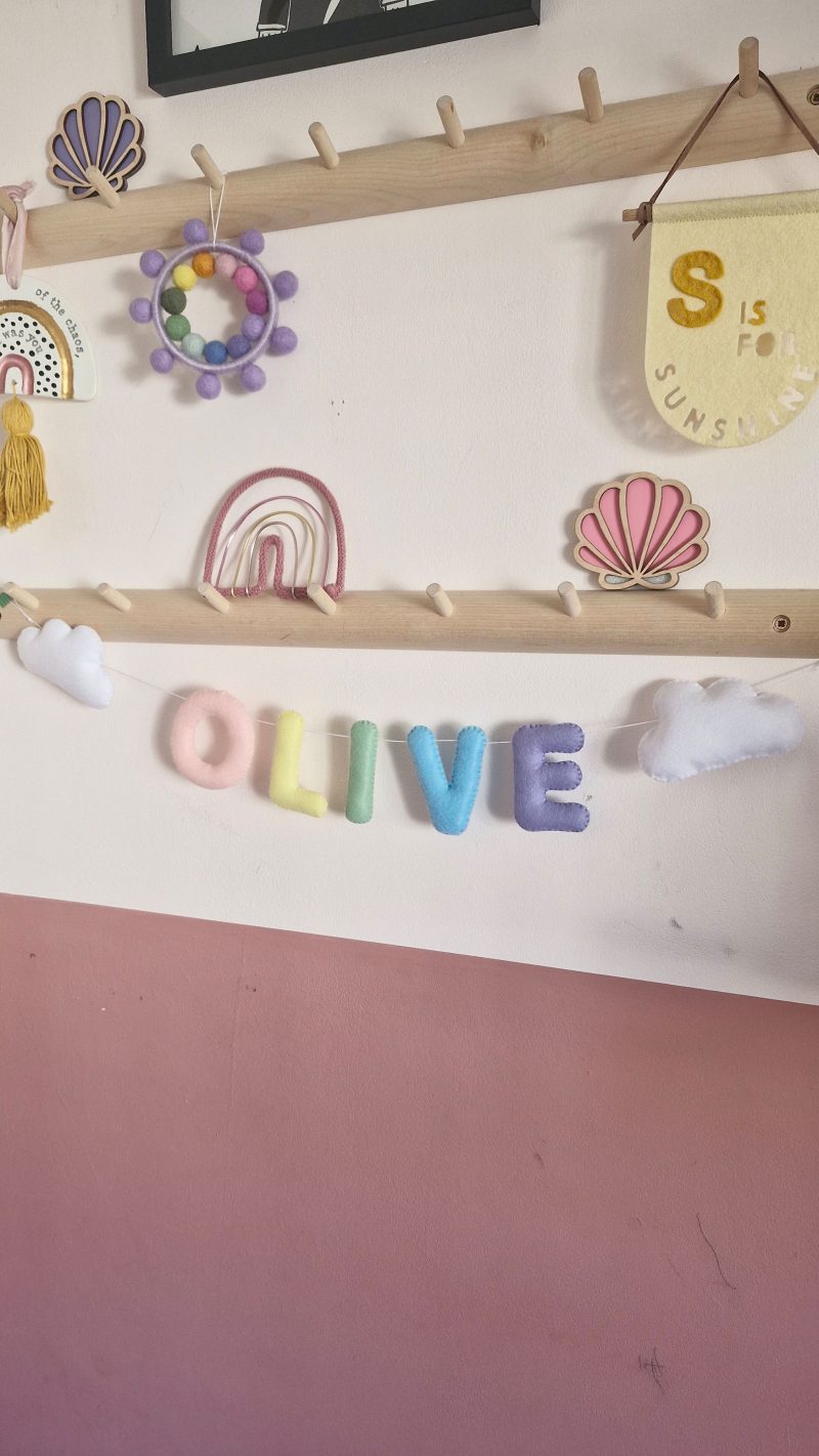 Personalised felt name garland handmade children's room decor