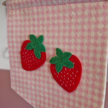 Felt strawberry pennant handmade fruit nursery wall decor