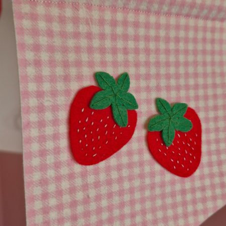 Felt strawberry pennant handmade fruit nursery wall decor