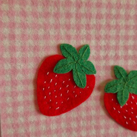Felt strawberry pennant handmade fruit nursery wall decor