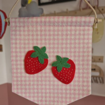 Felt strawberry pennant handmade fruit nursery wall decor