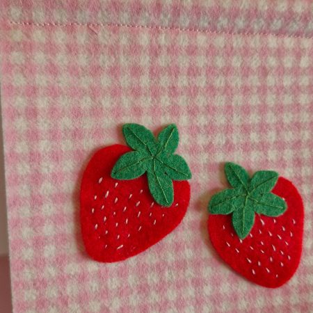 Felt strawberry pennant handmade fruit nursery wall decor