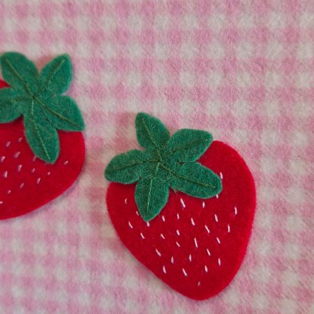 Felt strawberry pennant handmade fruit nursery wall decor