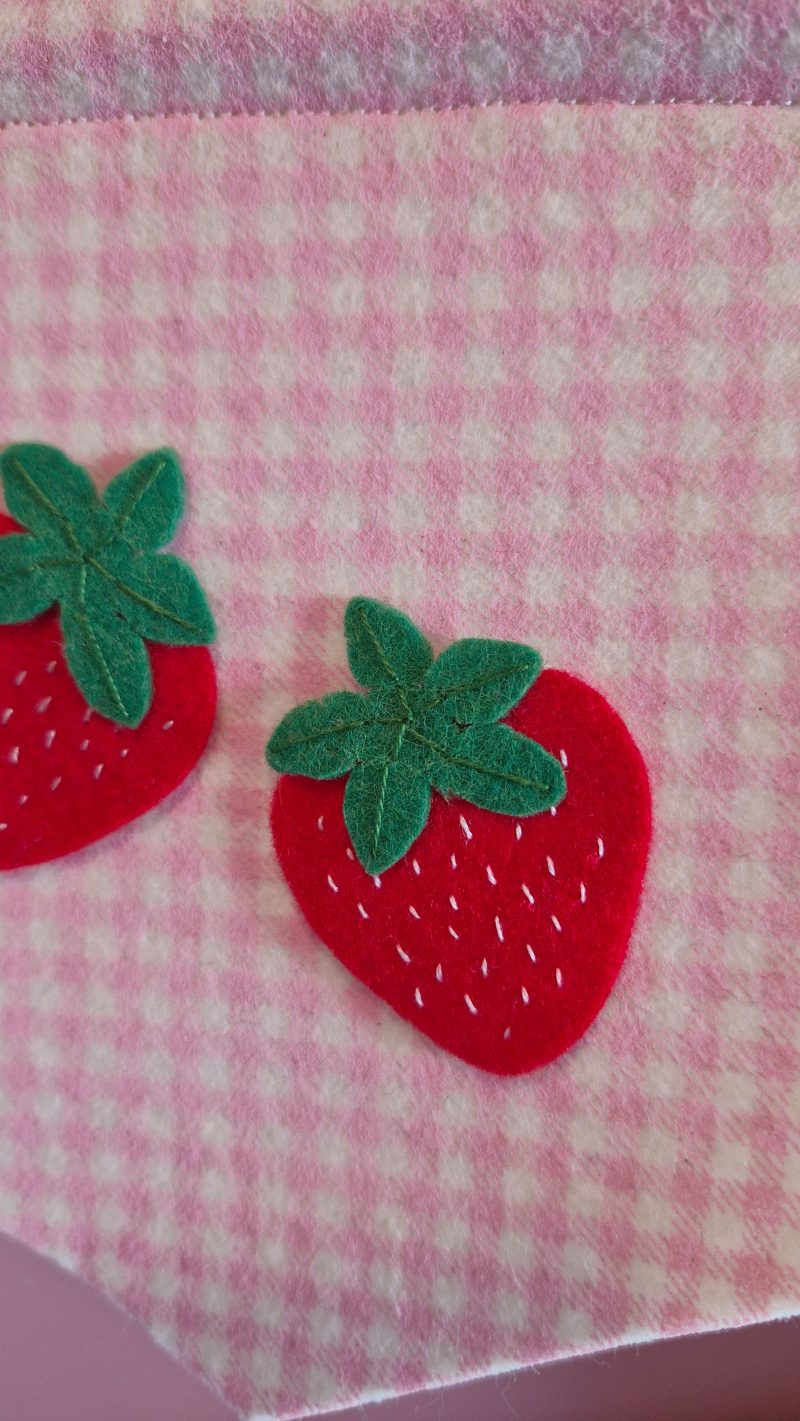 Felt strawberry pennant handmade fruit nursery wall decor