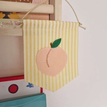 Felt Peach pennant handmade fruit nursery wall decor