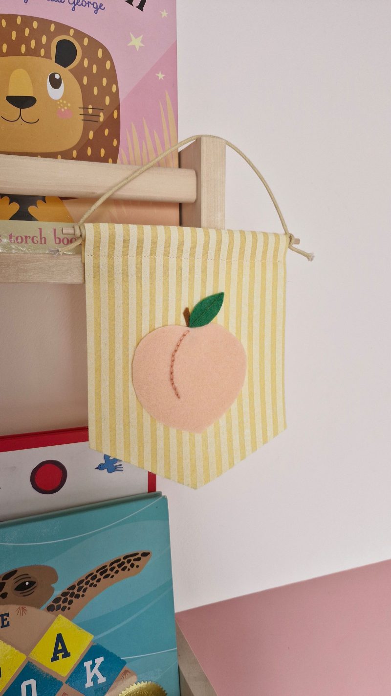 Felt Peach pennant handmade fruit nursery wall decor