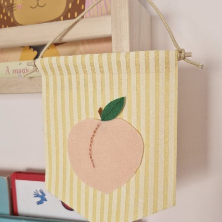 Felt Peach pennant handmade fruit nursery wall decor