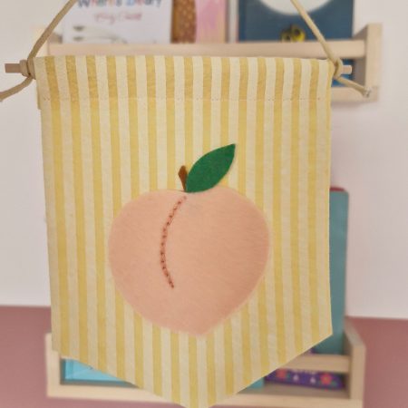 Felt Peach pennant handmade fruit nursery wall decor