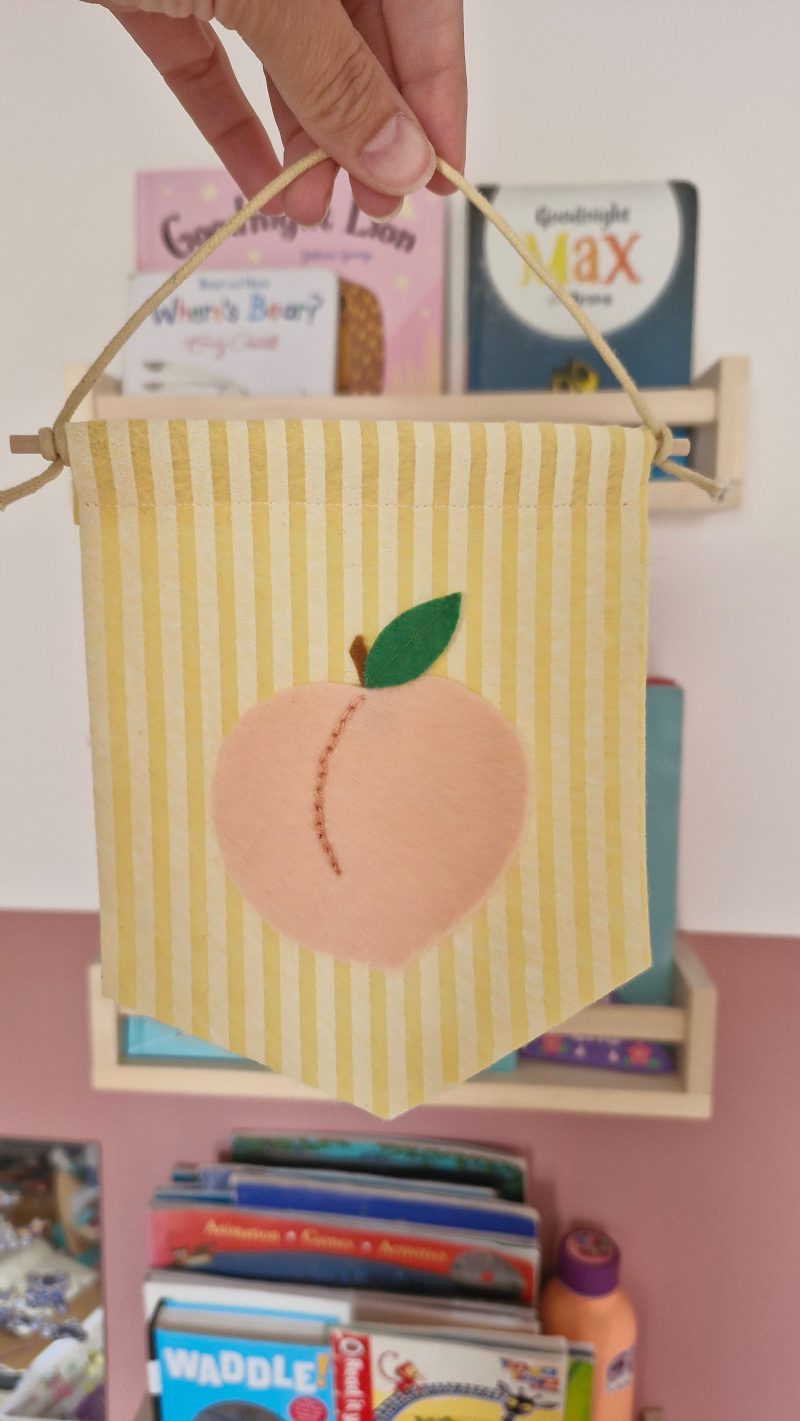 Felt Peach pennant handmade fruit nursery wall decor