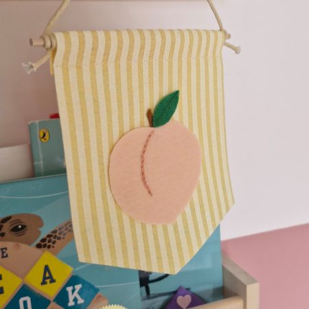 Felt Peach pennant handmade fruit nursery wall decor