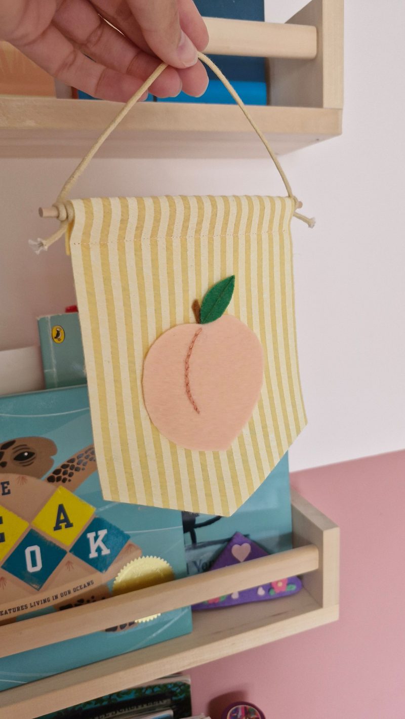 Felt Peach pennant handmade fruit nursery wall decor