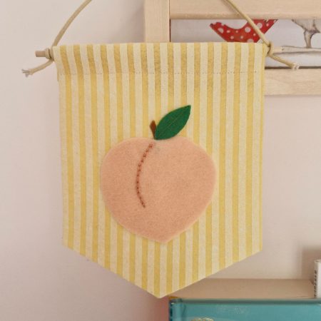 Felt Peach pennant handmade fruit nursery wall decor