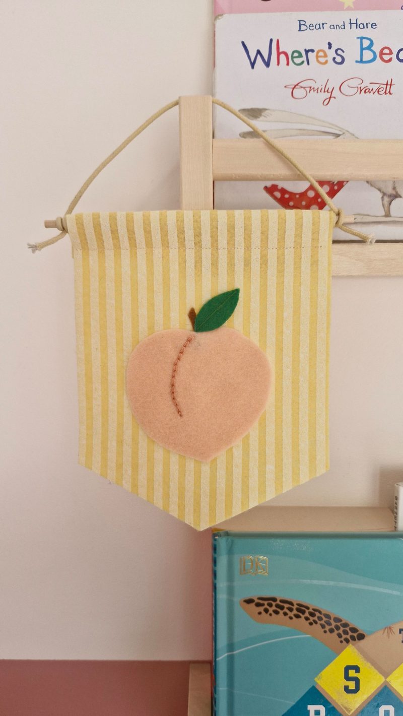 Felt Peach pennant handmade fruit nursery wall decor