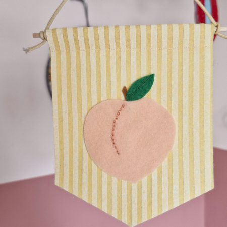 Felt Peach pennant handmade fruit nursery wall decor