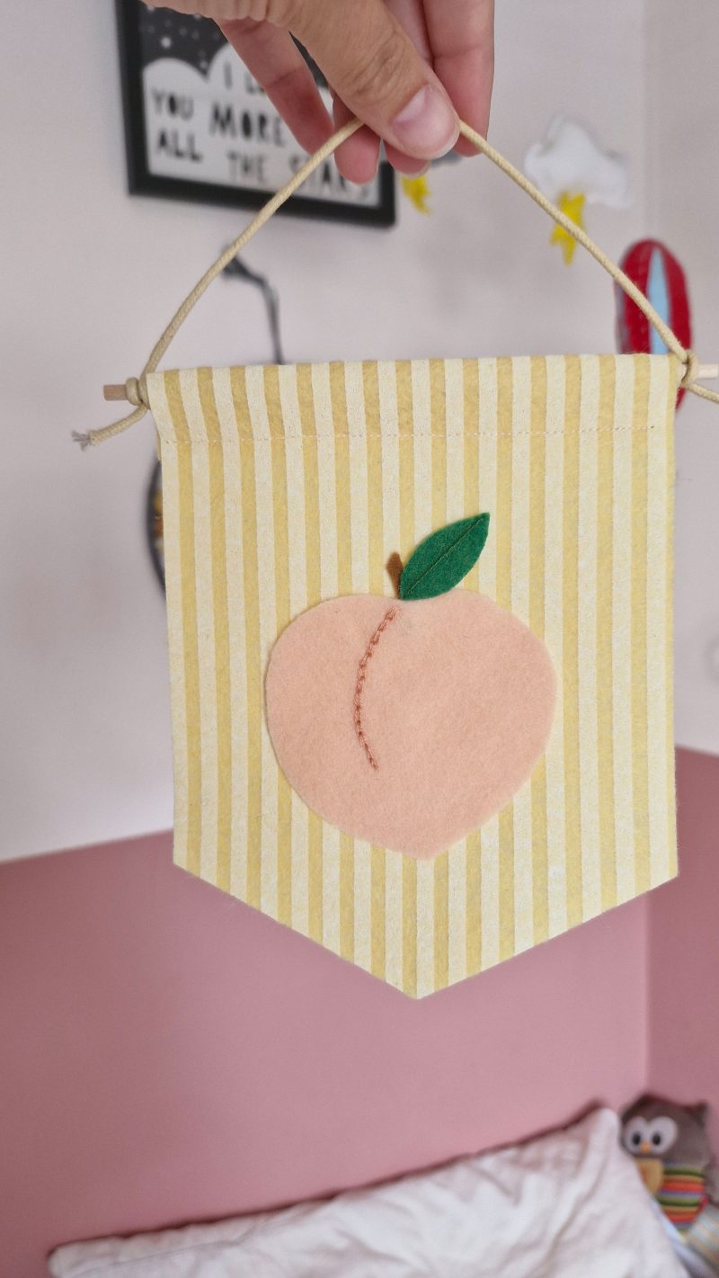 Felt Peach pennant handmade fruit nursery wall decor