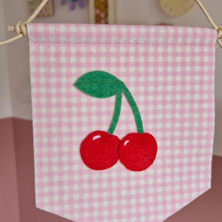 Felt cherries pennant handmade fruit nursery wall decor