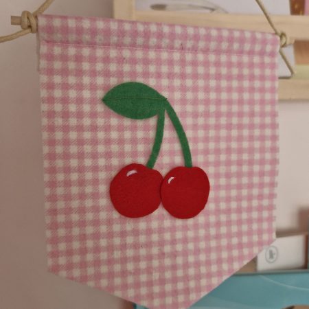Felt cherries pennant handmade fruit nursery wall decor